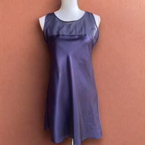 Vintage 1990's Blue/Purple Satin Slip Detail with Mesh Chest Detail